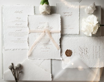 MUSTER Einladungskarte zur Hochzeit "VILLA" Baumwollpapier, Hochzeit Einladung Set, Hochzeitseinladungskarte, Büttenpapier, Save the Date