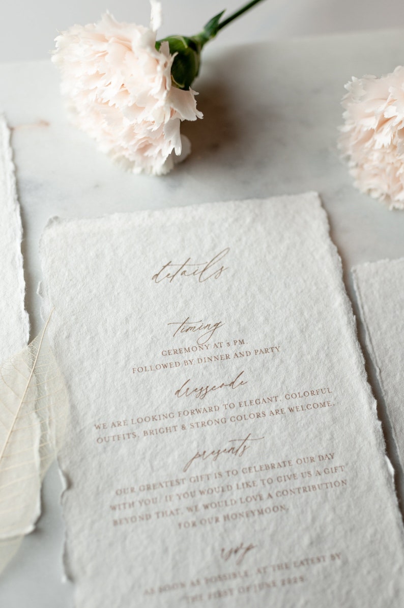 Sample VILLA wedding invitation for wedding cards, handmade paper, wedding stationery, cotton paper, invitation and rsvp, wax seal, classy image 5