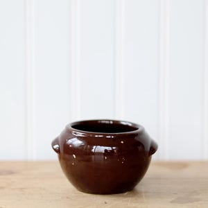 Mini Brown Stoneware Bean Pot