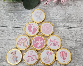 20 x Baby shower chocolate coins, baby shower favours, baby shower decorations, baby shower party gifts, baby shower table decorations