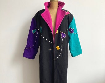 80s 'Cindy Owings Designs' UNIQUE Colourful Wool Embroidered Geometric Jacket M