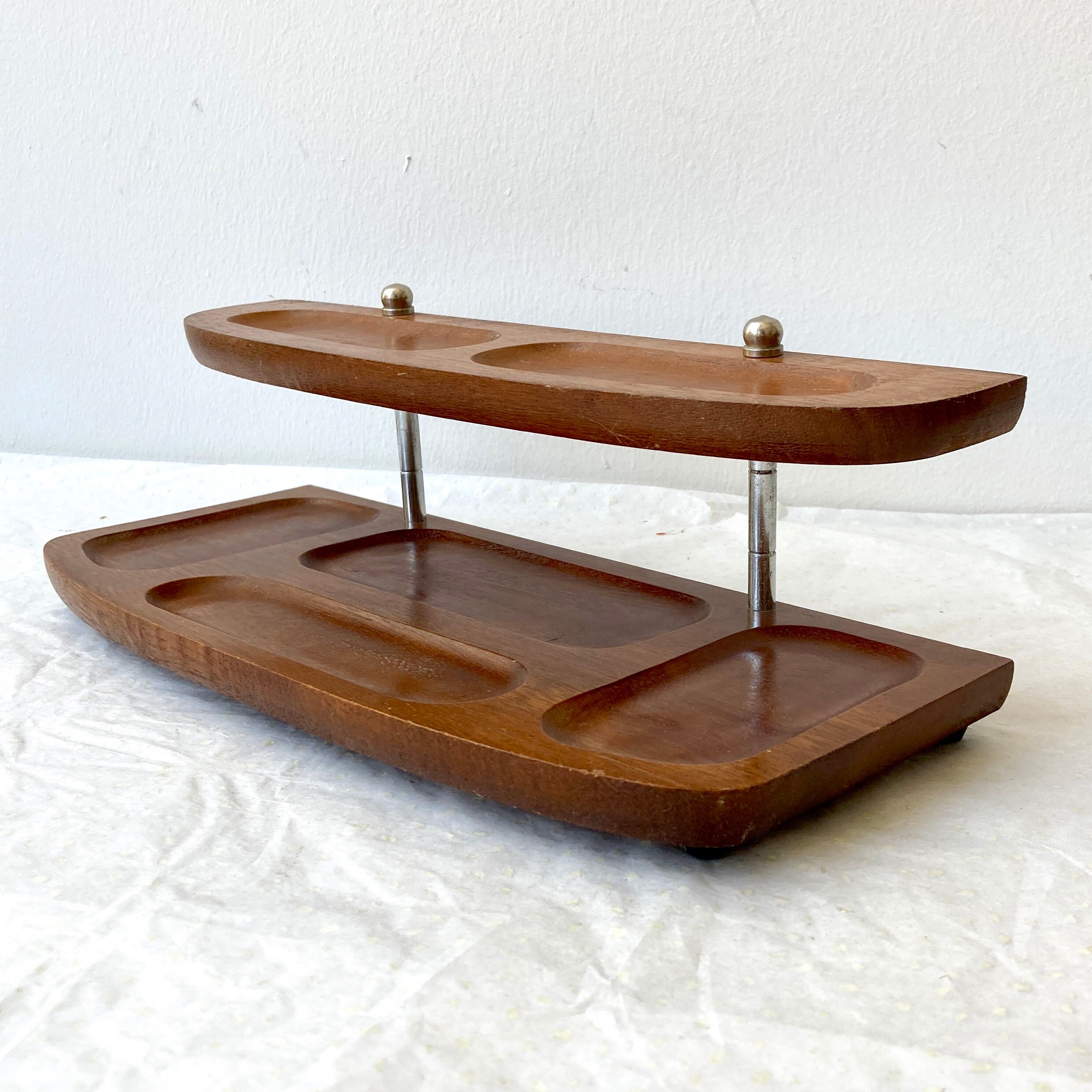 Vintage Wooden Valet with 2 Tiers / Retro Dresser Valet / Etsy
