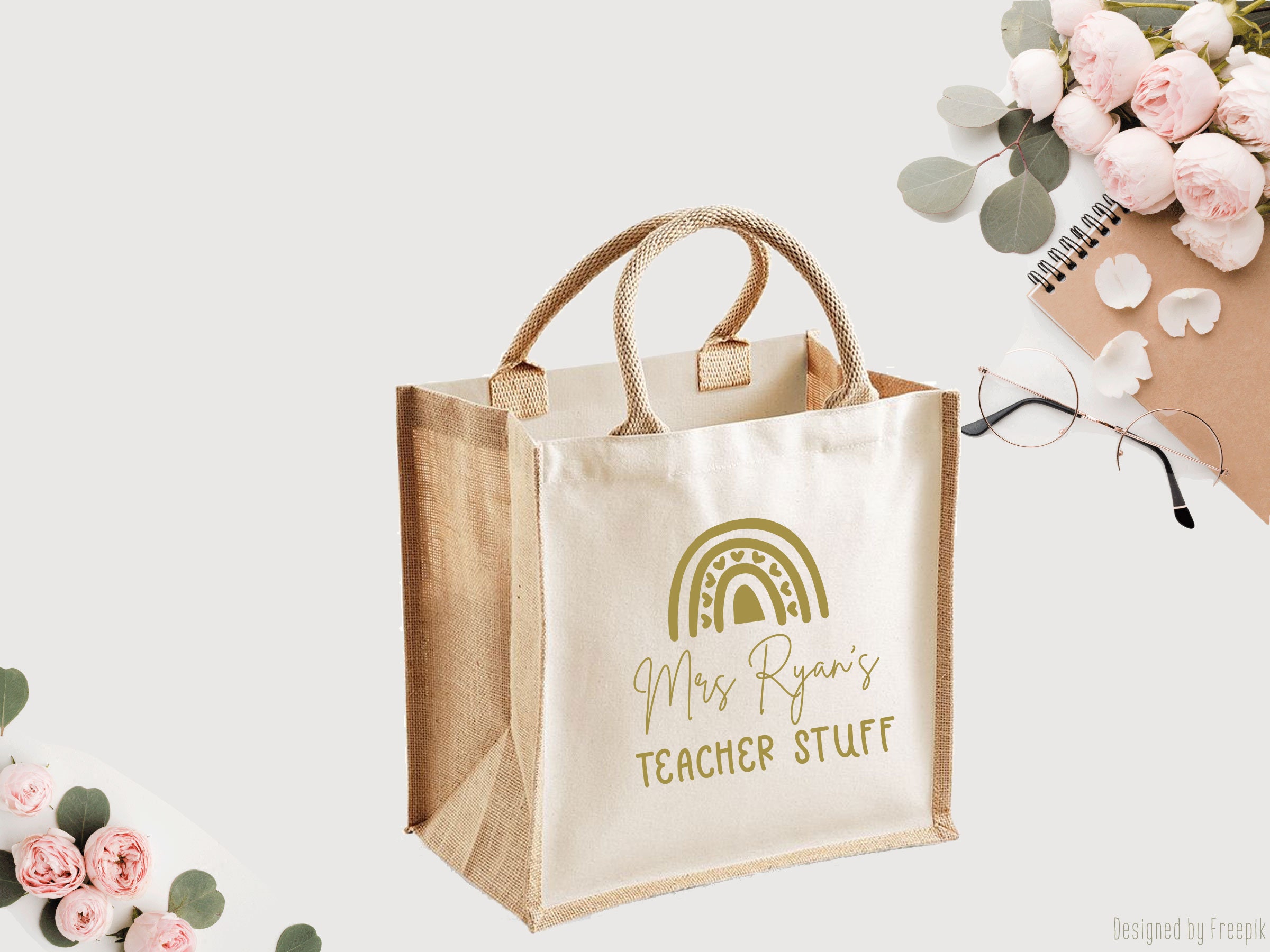 Teacher Jute Bag Teacher Stuff Tote Bag Gift For Teacher Etsy