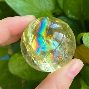 Polerad citrinkvarts regnbågscitrin sfär boll Reiki Healing kollektion heminredning #24121101