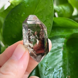 Ponta de Diamante Herkimer Natural Fumegante com Dupla Terminação para Fabricação de Joias e Cura Reiki #26100110