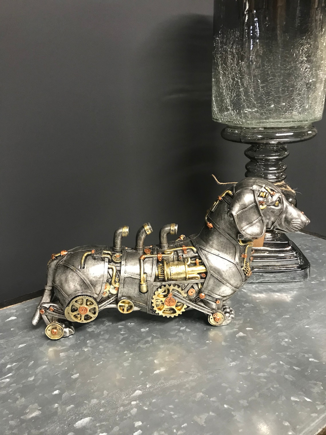 Steampunk Dog Ornament Sausage Fog Dachshund Sculpture Desk Etsy UK