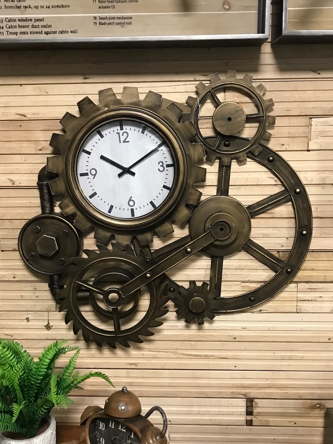 Cog Clock Bronze Industrial Large Wall Clock Etsy UK