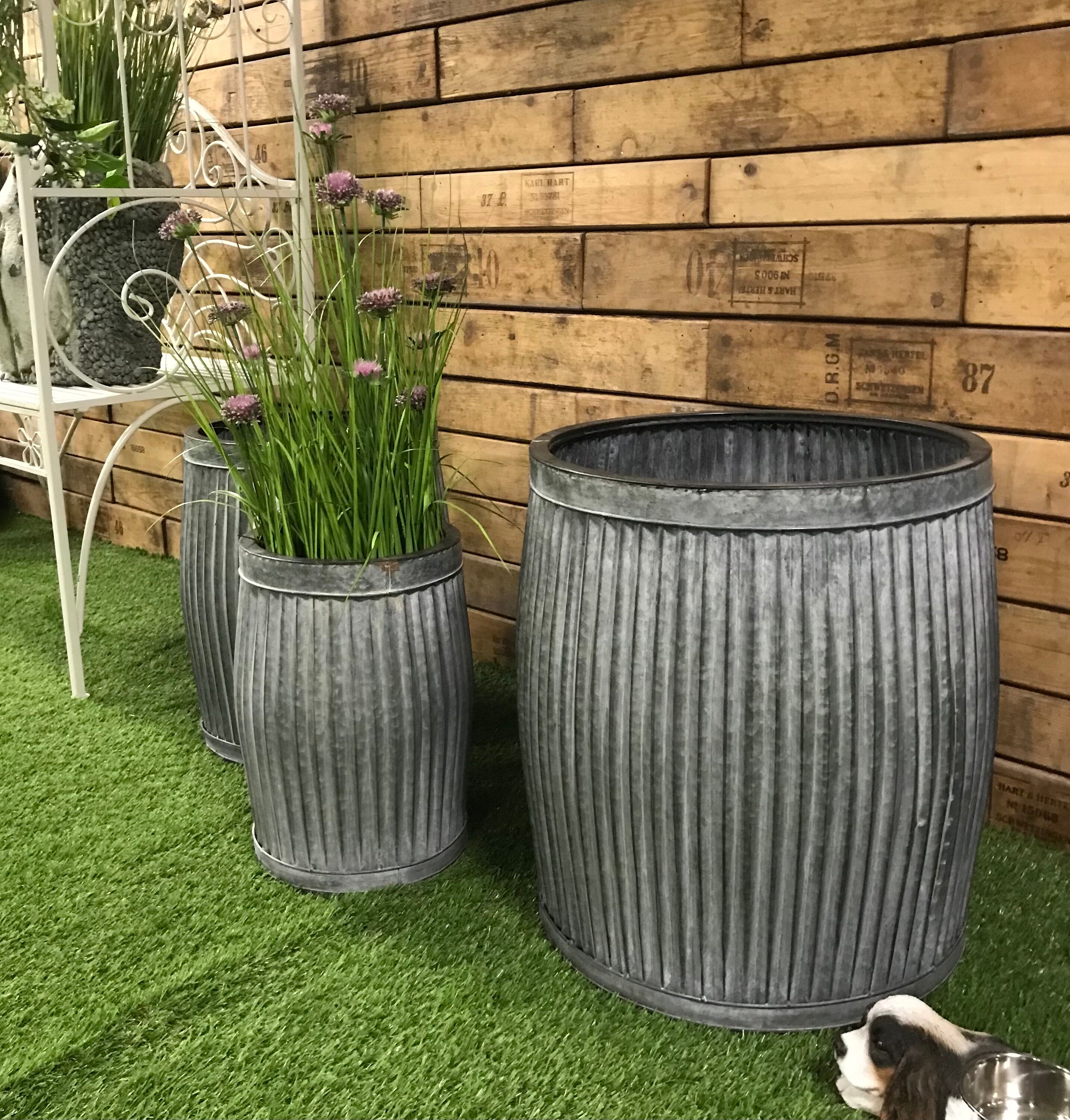 Set of 3 Large Galvanised Planter Tubs Garden Patio Outdoor Etsy UK