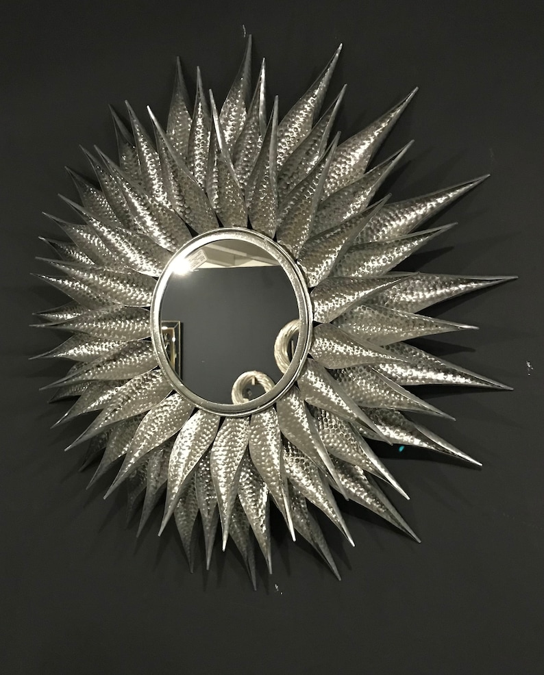 Silver Sunburst Mirror Large Wall Mirror Silver Wall Art Wall Etsy UK