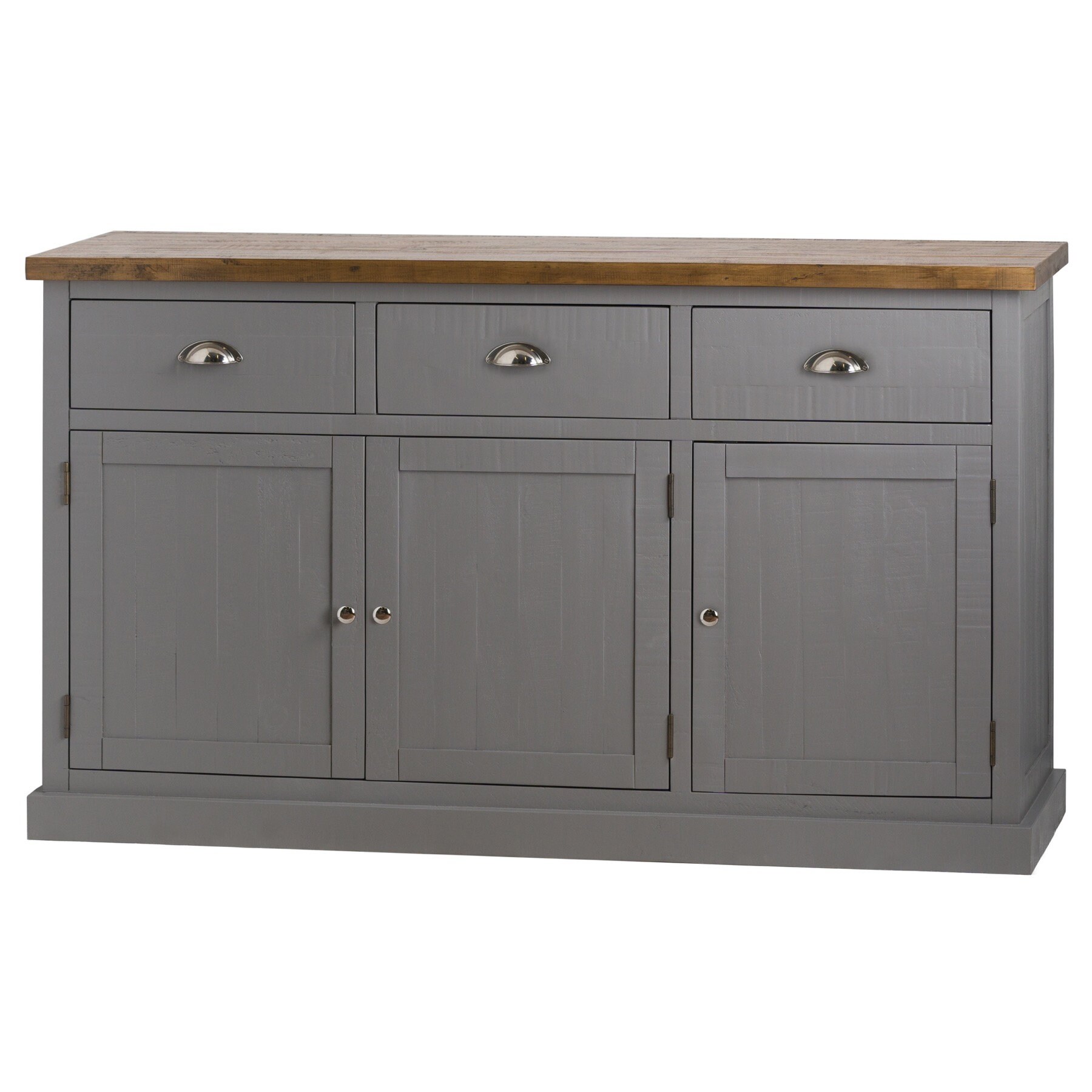 Grey Sideboard Rustic Solid Wood Sideboard 3 Door Cabinet | Etsy