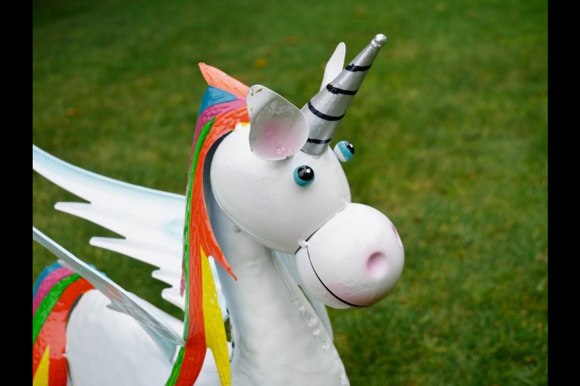 Unicorn Statue Colourful Unicorn Garden Ornament Patio Etsy