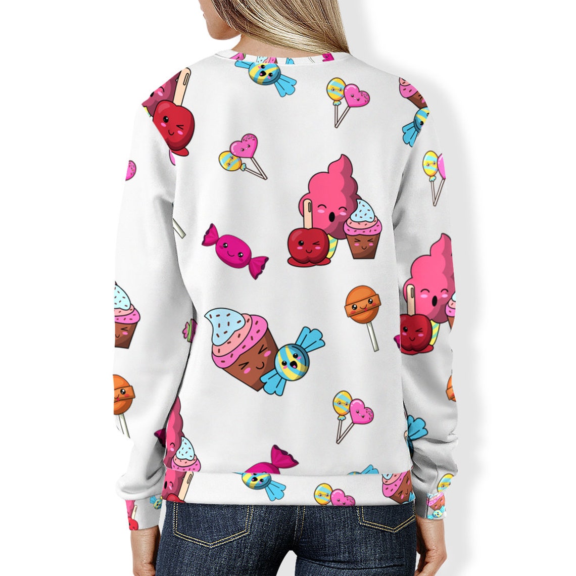 Kawaii Candy And Sweets Custom All-Over Print Sweatshirt | Etsy