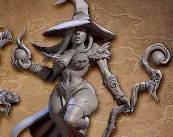 Marwina la Bruja - Pin-up - Set del Gremio de Arcanistas - Miniatura sin pintar