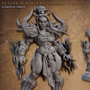 Vesdra the Shaman - Pinup - Blackcrag Orcs Set - Unpainted Miniature