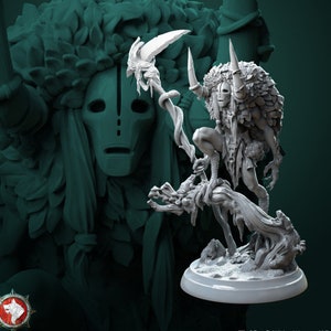 Druida sin rostro Chmerih - Escala de 32 mm, 75 mm - Miniatura sin pintar para DnD, Pathfinder, juegos de rol de mesa - White Werewolf Tavern
