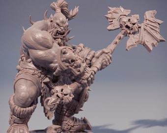 Ork Barbar, Lokomotive Zwingli - 32 mm Maßstab - Unbemalte Miniatur