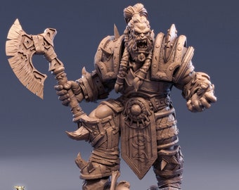 Orc Barbarian, Lord Primo - 32mm Scale - Unpainted Miniature
