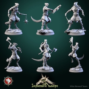 Lizardfolk Males - 32mm Scale - Unpainted Miniature