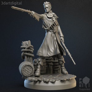 Male Gunslinger - Modular Miniature - 32mm Scale - Unpainted Miniature for DnD, Pathfinder, Tabletop RPGs