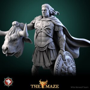 Teseo - Luchador masculino - Escala de 32 mm - Miniatura sin pintar para DnD, Pathfinder y juegos de rol de mesa - White Werewolf Tavern