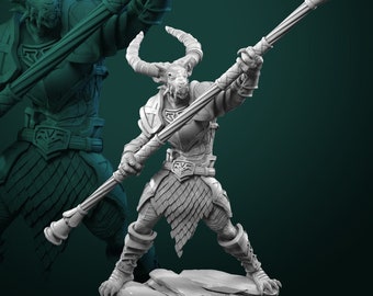 Dragonborn Warrior with Staff - Unpainted Miniature