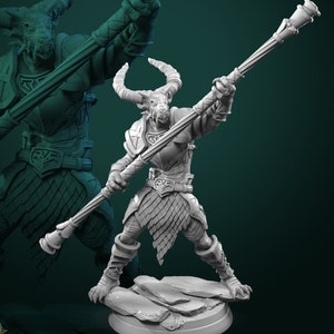 Dragonborn Warrior with Staff - Unpainted Miniature