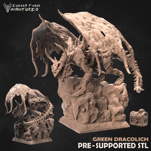 Green Dracolich, Undead Dragon - Unpainted Miniature