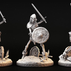Skeleton with Sword & Shield - Masters of Dungeons Quest 28mm, 32mm Scale - Unpainted Miniature for DnD, Pathfinder, Tabletop RPGs
