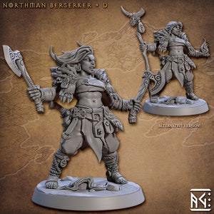 Northmen Berserker - Pose D - Skutagaard Northmen - 32mm Scale - Unpainted Miniature for DnD, Pathfinder, Tabletop RPGs - Artisan Guild