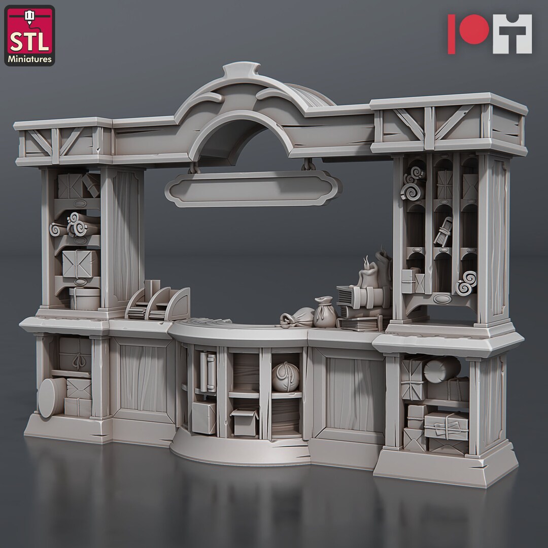 Post Office Counter 32mm Scale Unpainted Miniature for Dnd, Pathfinder, Tabletop Rpgs, and