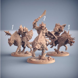 Gnoll Hyäne Reiterin - Bonegnasher Gnolls - 32 mm Größe - Unbemalte Miniatur für DnD, Pathfinder oder Tabletop RPGs - Artisan Guild