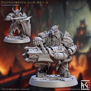 Dumlok Pose D, Magmaforged Dwarves - 32mm Scale - Unpainted Miniature