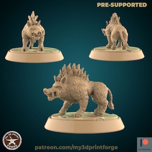 Boar - 2 Poses - 32mm Scale - Unpainted Miniature for DnD, Pathfinder, Tabletop RPGs, and Dioramas - My3dPrintForge