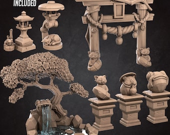 Japanese Garden Set - Unpainted Miniature