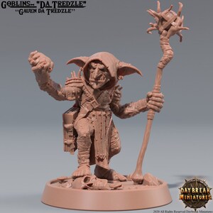 Goblin Wizard, Gauen da Tredzle - Goblin Caster - 32mm Scale - Unpainted Miniature for DnD, Pathfinder, Tabletop RPGs - Daybreak Miniatures