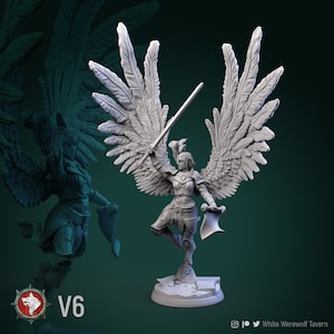 Valkyrie, Female Celestial - Pose 6 - 32mm Scale - Unpainted Miniature for DnD, Pathfinder, Tabletop RPGs - White Werewolf Tavern