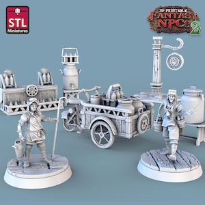 ミルクマン セット - 町民 NPC - 32 mm スケール - DnD、パスファインダー、卓上 RPG、ジオラマ用の未塗装ミニチュア - STL ミニチュア