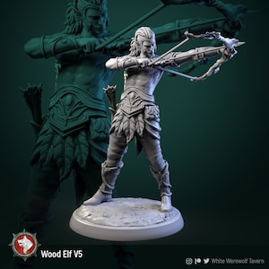 Wood Elf Archer - Pose 5 - 32mm Scale - Unpainted Miniature