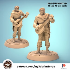 Male Bard - 32mm Scale - Unpainted Miniature