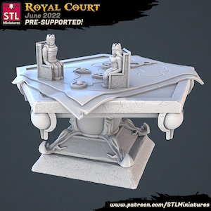 Kartentisch - Royal Court Set - 32 mm Größe - Unbemalte Miniatur für DnD, Pathfinder, Tabletop-Rollenspiele und Dioramen - STL Miniatures