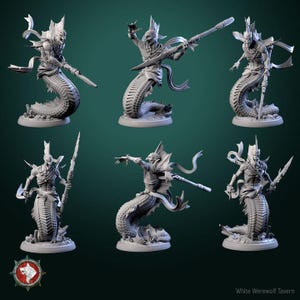 Monstrous Merfolk - 32mm Scale - Unpainted Miniature for DnD, Pathfinder, Tabletop RPGs - White Werewolf Tavern