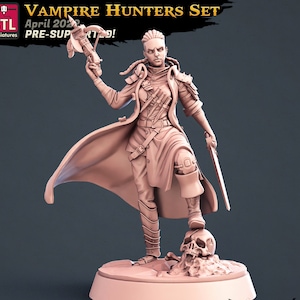 Vampire Hunter, Female Fighter - 32mm Scale - Unpainted Miniature