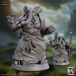 Oliphant, Loxodon Priest - Pose D - Ivory Sentinels - Unpainted Miniature
