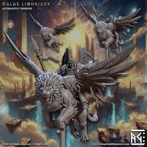 Malakim Lion Rider, Pose A, Wrath of Malakim Set - Unpainted Miniature