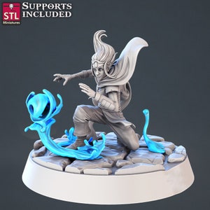 Water Genasi - 32mm Scale - Unpainted Miniature for DnD, Pathfinder, Tabletop RPGs - STL Miniatures