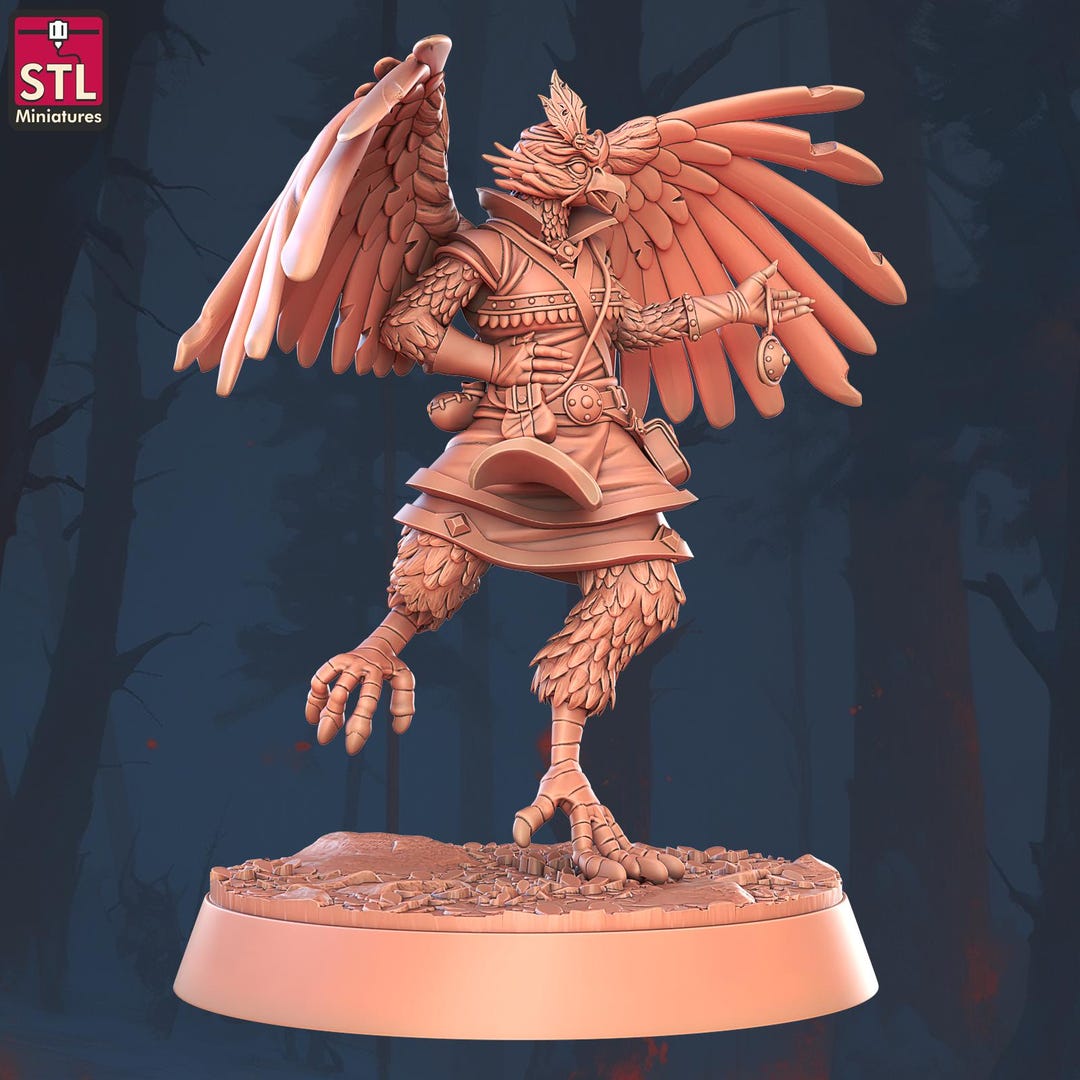 Aarakocra Female Birdfolk Floating Islands Set Unpainted Miniature aarakocra-female-birdfolk-floating-islands-set-unpainted-miniature