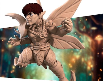 Pixie Fighter, Male Pixie - 32mm, 35mm Scale - Unpainted Miniature