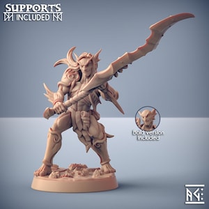 Triton Raider - Pose C - Sunken Kingdom Set - 32mm Scale - Unpainted Miniature for DnD, Pathfinder, Tabletop RPGs - Artisan Guild
