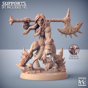 Brunilde Snakeslayer - Dragonpeak Barbarian - 32mm Scale - Unpainted Miniature