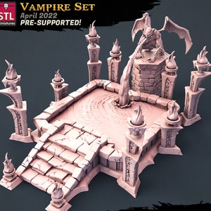Vampire Fountain - 32mm Scale - Unpainted Miniature for DnD, Pathfinder, Tabletop RPGs, Dioramas - STL Miniatures
